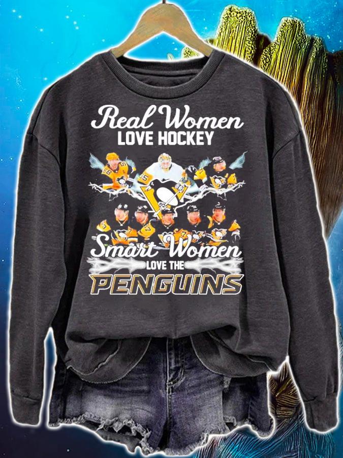 Real Women Love Hockey Smart Women Love The Pittsburgh Penguins Shirt sweatshirt
