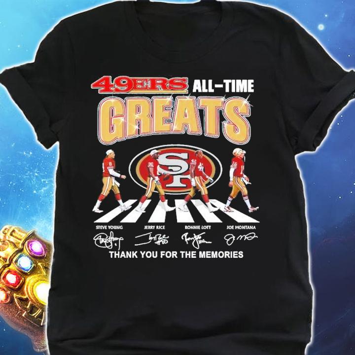 San Francisco 49ers All-time Greats Signatures Thank You For The Memories Shirt shirt