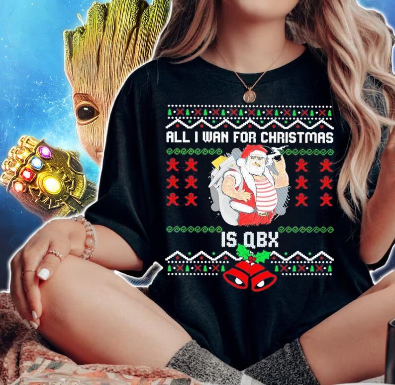 Santa All I Want For Christmas Is QBX Ugly Christmas Shirt woman shirt