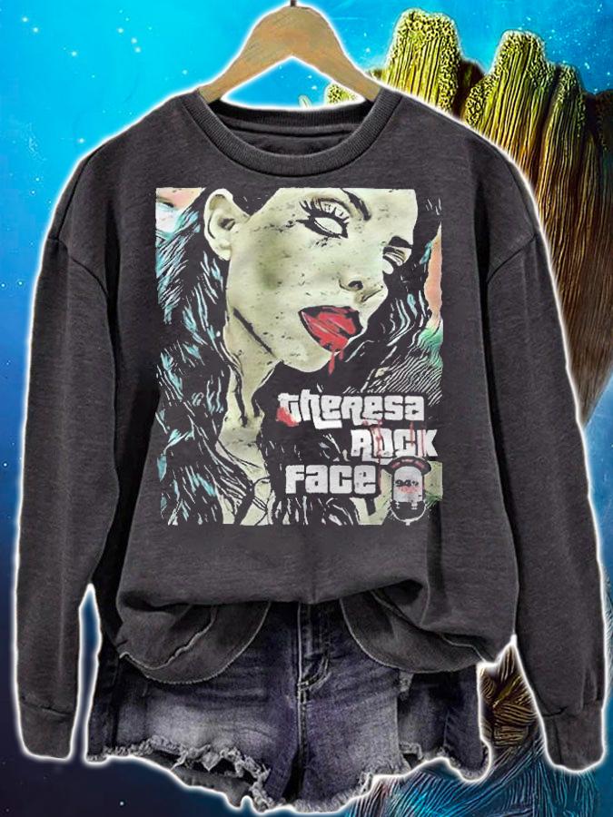 Theresa rock face Zombie face Halloween T-shirt sweatshirt