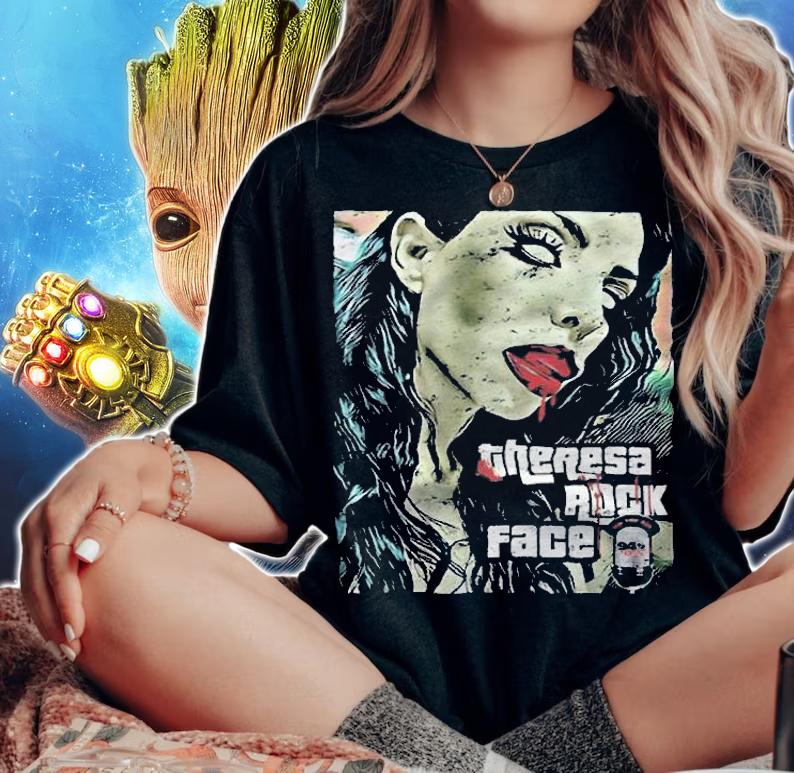 Theresa rock face Zombie face Halloween T-shirt woman shirt