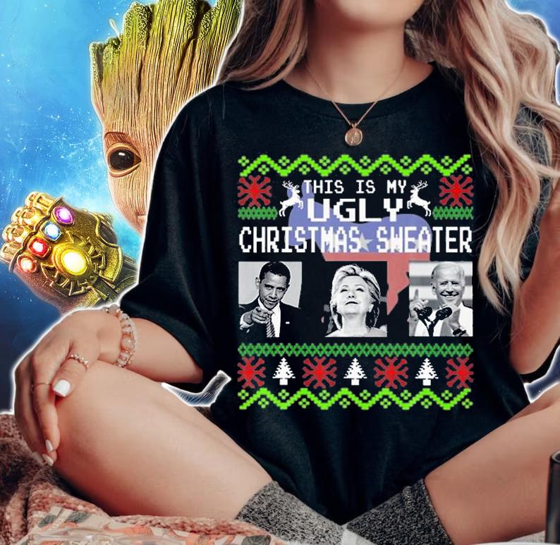 This Is My Ugly Christmas Sweater Obama Biden T-Shirt woman shirt