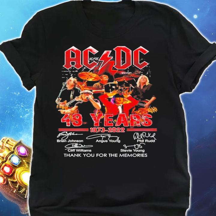 Top ACDC 49 Years 1973-2022 Signatures Thank You For The Memories Shirt shirt