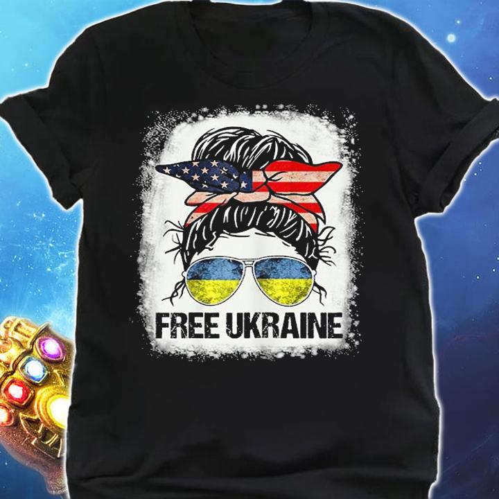 Ukrainian American Flag Free Ukraine Messy Bun Vintage T-Shirt shirt