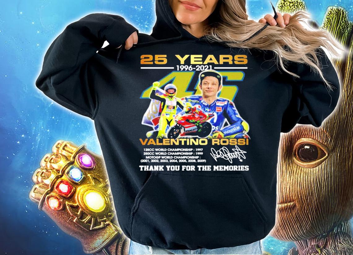 Valentino Rossi 25 years 1996-2021 signature t-shirt hoodie