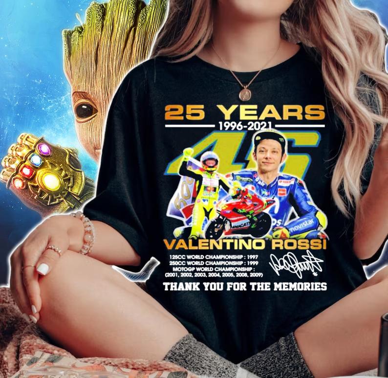 Valentino Rossi 25 years 1996-2021 signature t-shirt woman shirt