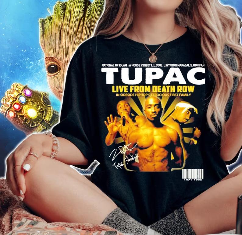 Tupac live from death row signature shirt t-shirt woman shirt