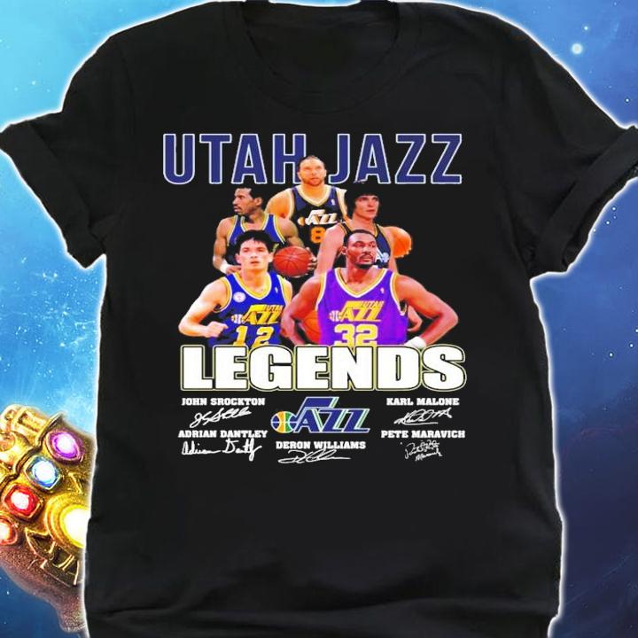 Utah Jazz Legends Basketball signatures t-shirt shirt