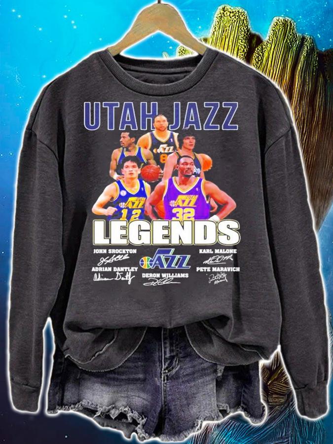 Utah Jazz Legends Basketball signatures t-shirt sweatshirt
