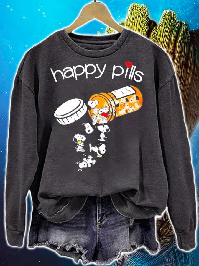 Vaccine happy pills Snoopy t-shirt sweatshirt
