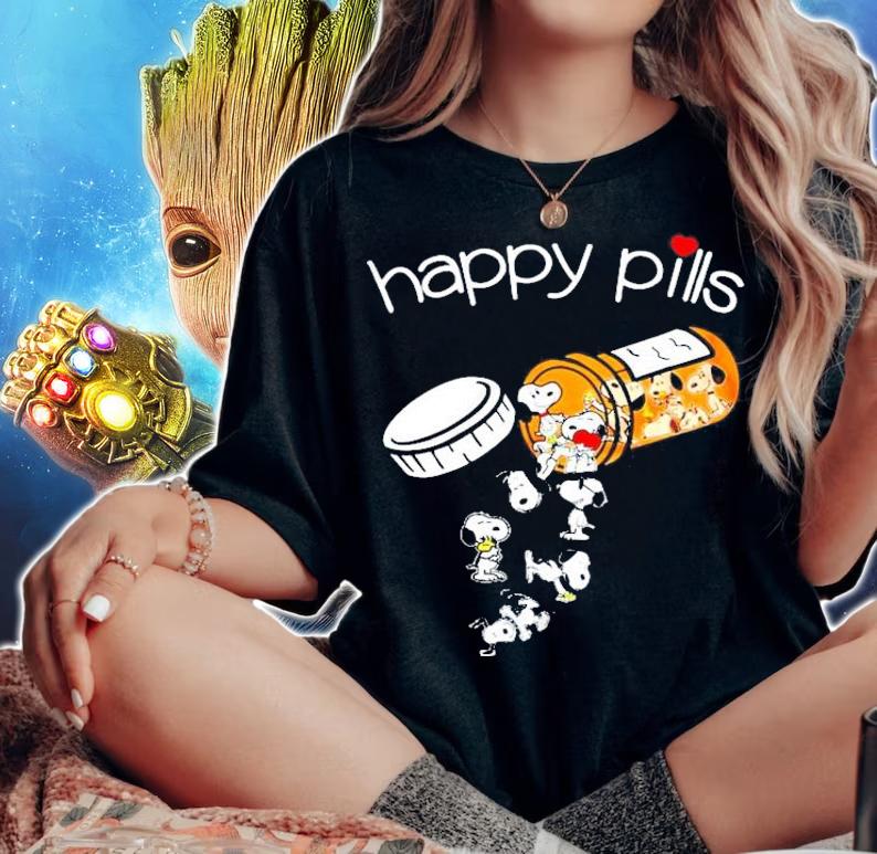 Vaccine happy pills Snoopy t-shirt woman shirt