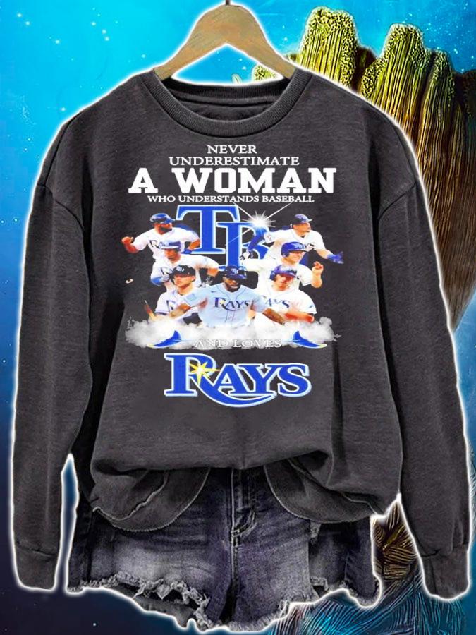 Never underestimate a woman who understands baseball Tampa Bay Rays shirt sweatshirt