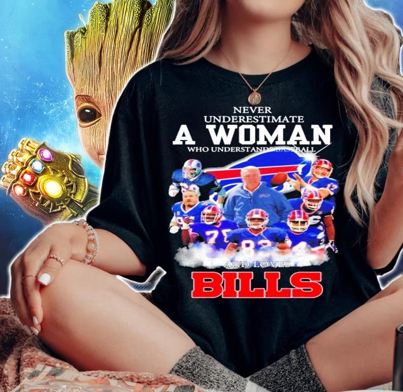Never underestimate a woman who understands football Buffalo Bills signatures shirt woman shirt