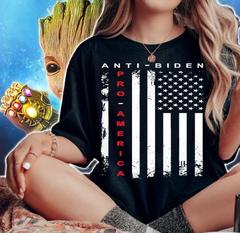 Pro America Anti Biden Flag Usa Impeach Joe Biden Anti Biden T-shirt woman shirt
