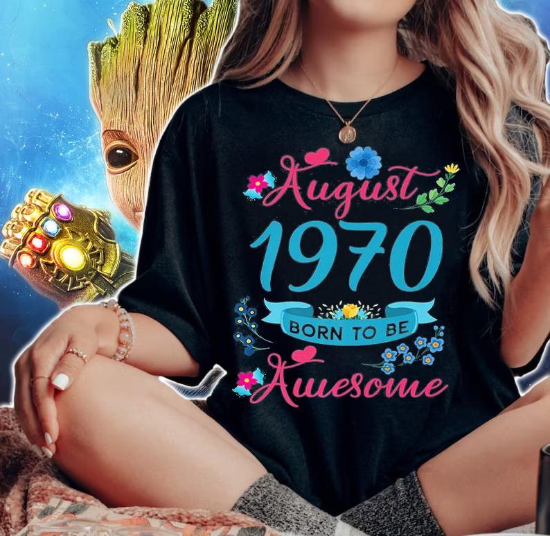 51St Birthday Floral For Women Born In August 1970 T-Shirt woman shirt
