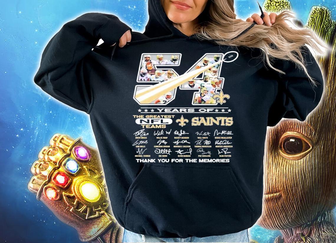 54 years of the greatest NFL teams Saints thank you for the memories shirt hoodie