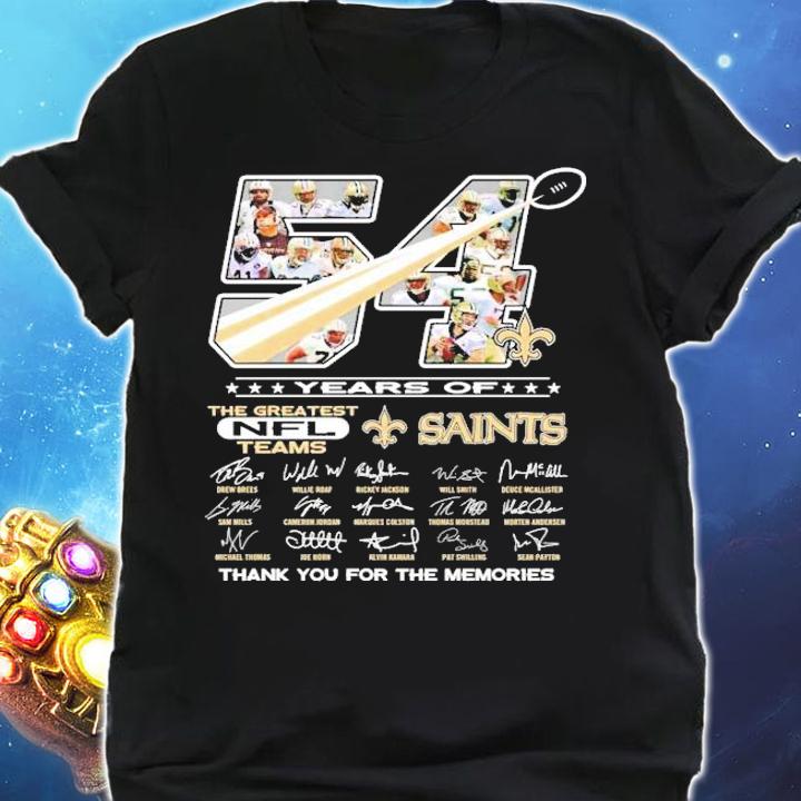 54 years of the greatest NFL teams Saints thank you for the memories shirt shirt