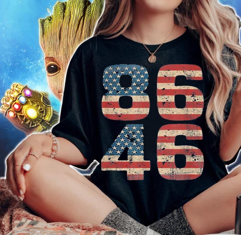 86 46 Impeach Biden America Flag Anti Biden shirt woman shirt