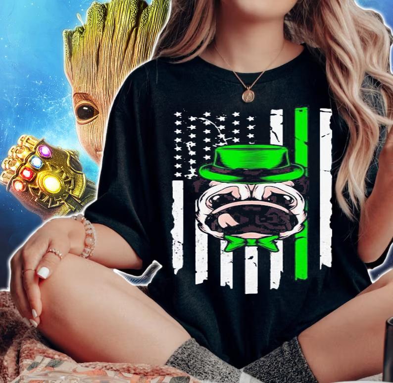 Bulldog American Irish St Patricks Day t-shirt woman shirt