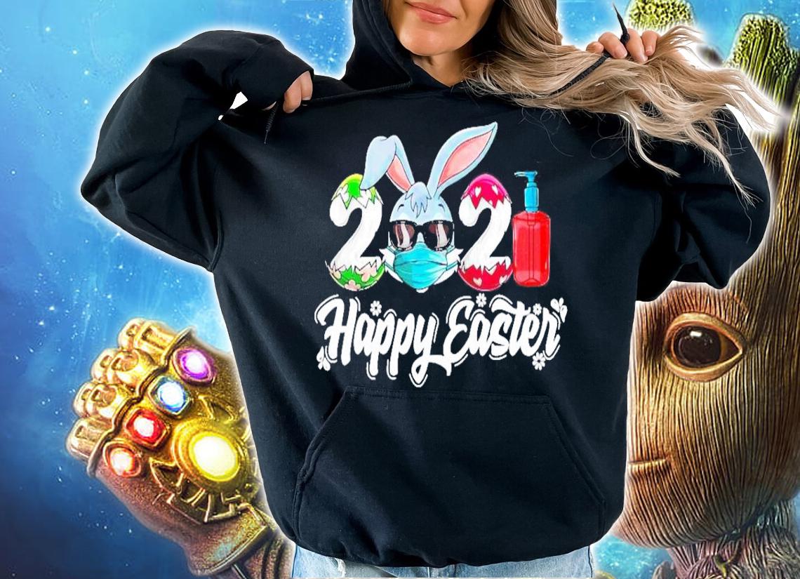 Bunny face mask 2021 eggs and Covid happy easter shirt hoodie