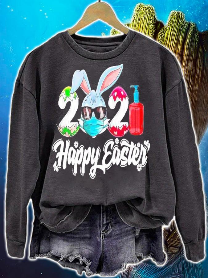 Bunny face mask 2021 eggs and Covid happy easter shirt sweatshirt