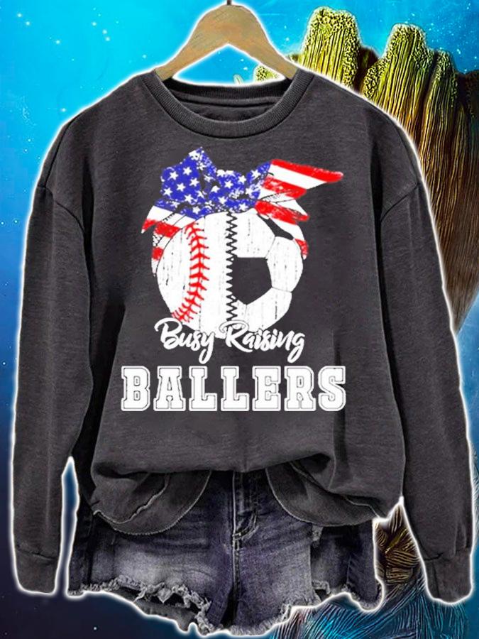Busy Raising Ballers Soccer American Flag shirt sweatshirt