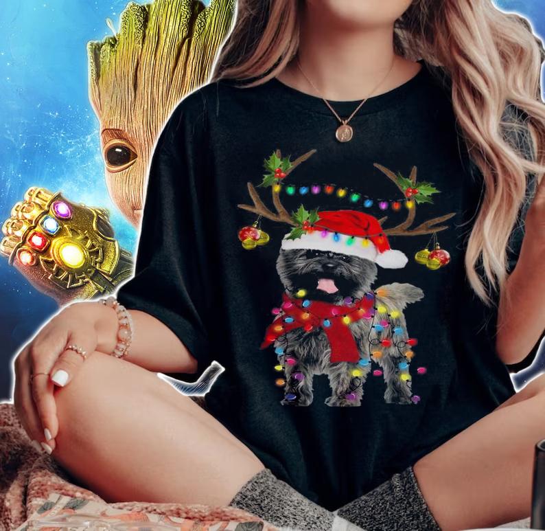 Cairn Terriers gorgeous reindeer Christmas sweater t-shirt woman shirt