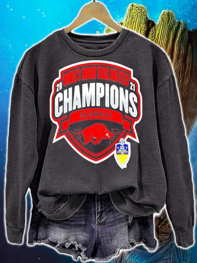 Arkansas Razorbacks 2021 SEC Womens Indoor Track and Field Conference Champions shirt sweatshirt