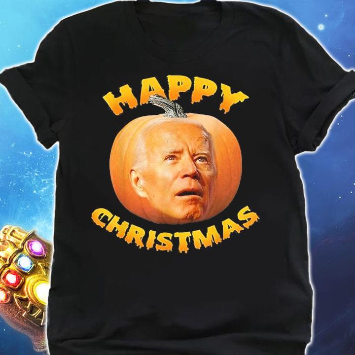 Funny Anti Joe Biden Happy Christmas Holiday Pumpkin Head shirt shirt