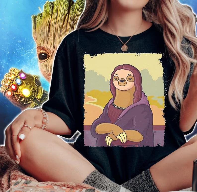 Lazy Lisa Sloth Mona Lisa T-shirt woman shirt