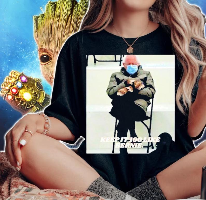 Bernie Sanders face mask keep It 100 like Bernie shirt woman shirt