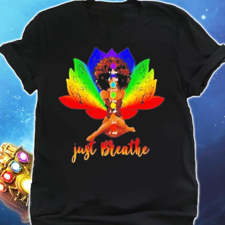 Black girl yoga just breathe shirt shirt