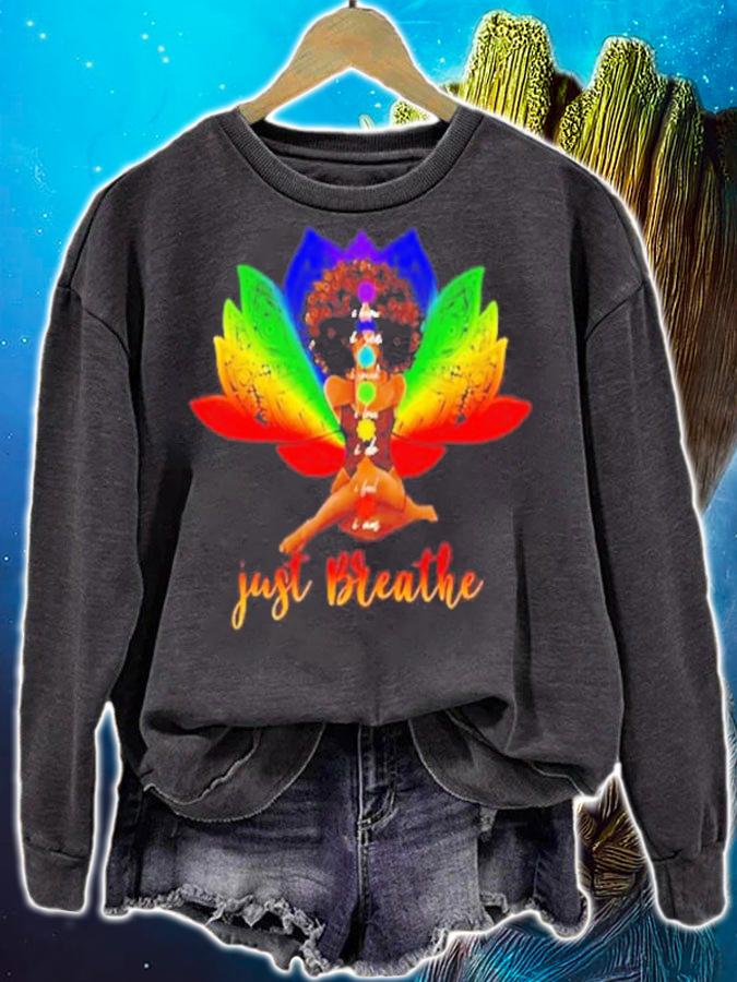 Black girl yoga just breathe shirt sweatshirt
