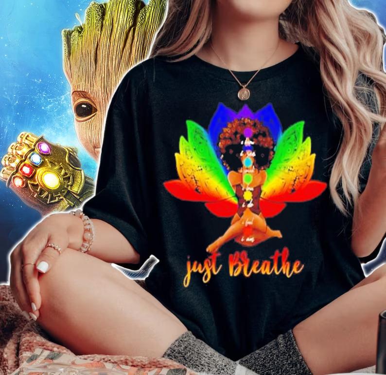Black girl yoga just breathe shirt woman shirt