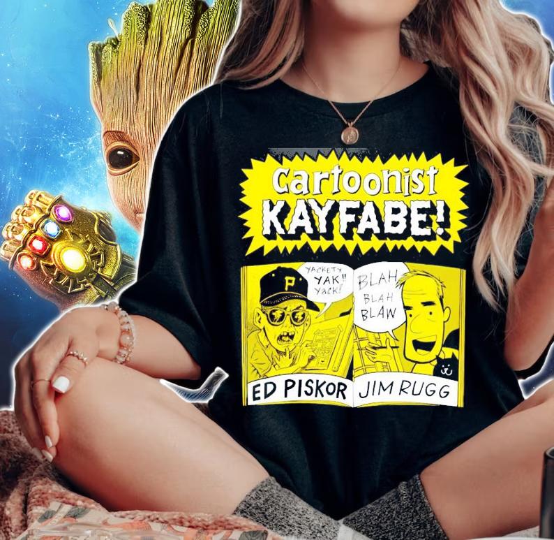 Cartoonist Kayfabe with Jim and Ed shirt woman shirt