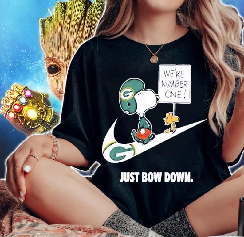 Green Bay Packers We're number one just bow down Snoopy shirt woman shirt