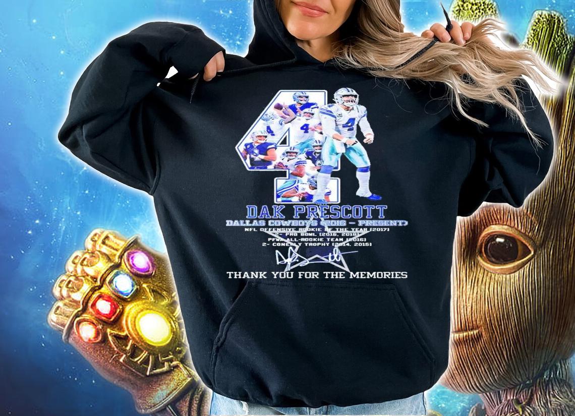 4 Dak Prescott Dallas Cowboys 2016 Present thank you for the memories shirt hoodie
