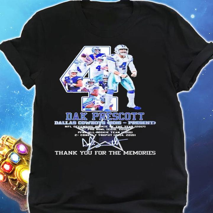 4 Dak Prescott Dallas Cowboys 2016 Present thank you for the memories shirt shirt