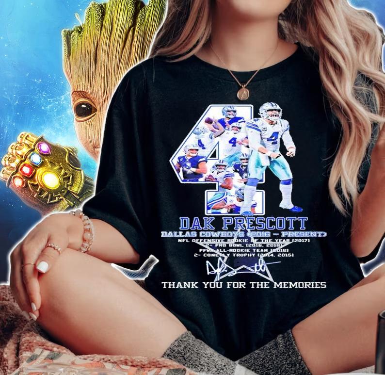 4 Dak Prescott Dallas Cowboys 2016 Present thank you for the memories shirt woman shirt