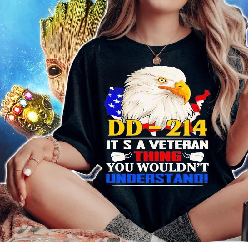 DD-214 it's a veteran thing you wouldn't understand veteran eagle American flag shirt woman shirt