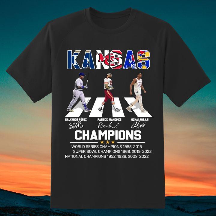 Kansas Sport Teams Abbey Road Champion Perez Mahomes Agbaji Signature Shirt