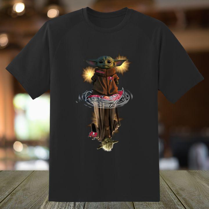 Star Wars Baby Yoda Tampa Bay Buccaneers Water Mirror Reflection T-Shirt