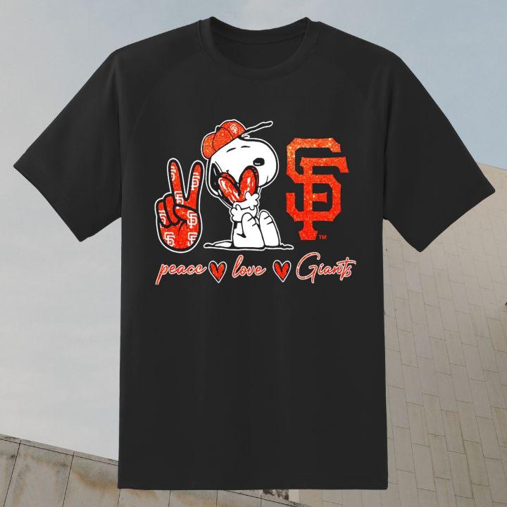 Peanuts Snoopy Peace Love San Francisco Giants T-Shirt