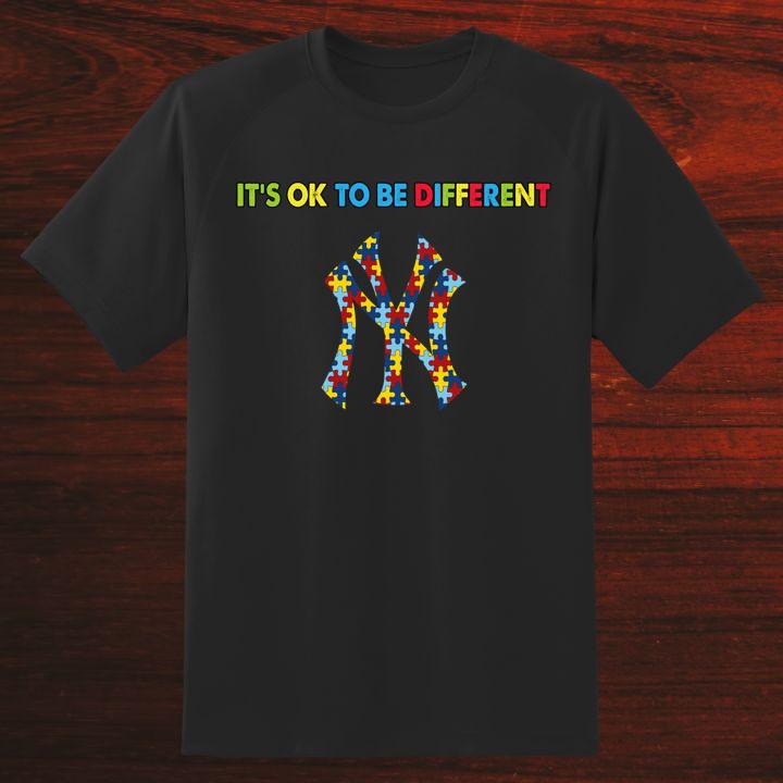 Its Ok To Be Different Autism Awareness New York Yankees Logo T-Shirt