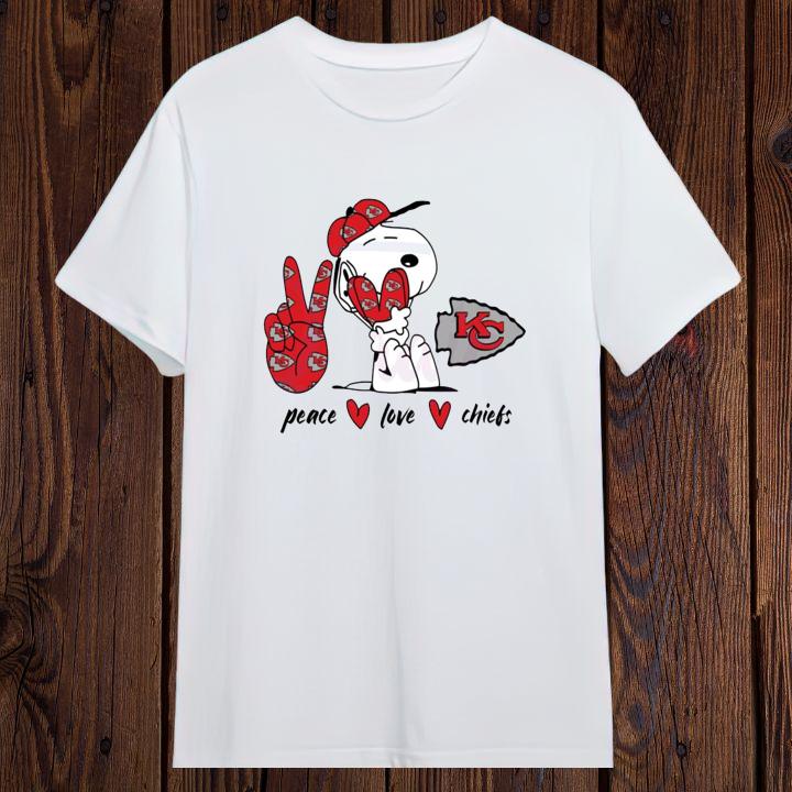 Peanuts Snoopy Peace Love Kansas City Chiefs T-Shirt