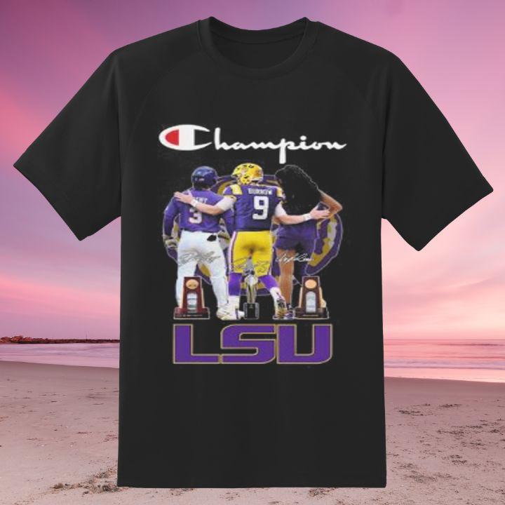 LSU Tigers Sports Teams Champion Logo Signatures T-Shirt