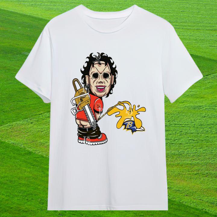 Cleveland Browns Leatherface Pissing On Baltimore Ravens T-Shirt