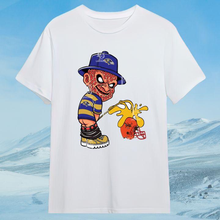Freddy Krueger Baltimore Ravens Pissing On Cleveland Browns Shirt