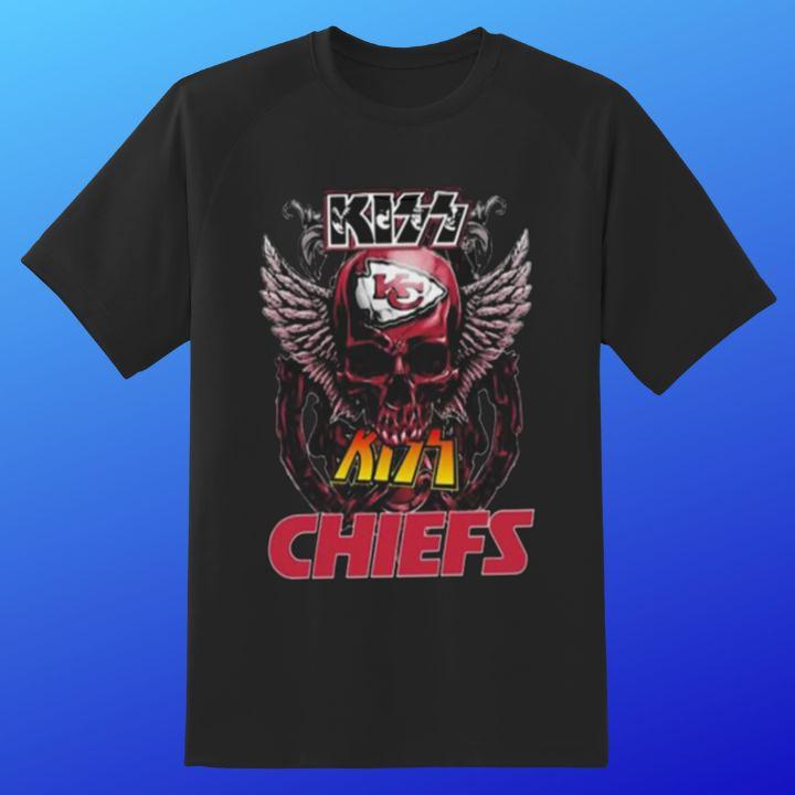 Skull Kiss Rock Band Kansas City Chiefs T-Shirt