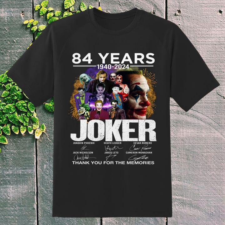 Joker 84 Years 1940-2024 Joaquin Phoenix Signatures Thank Memories T-Shirt